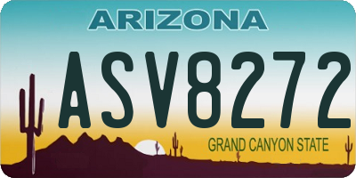 AZ license plate ASV8272