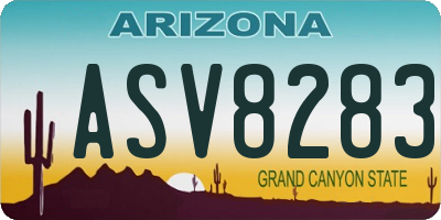 AZ license plate ASV8283