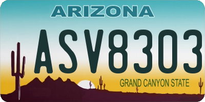 AZ license plate ASV8303