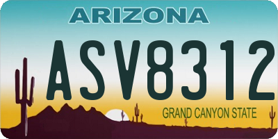 AZ license plate ASV8312