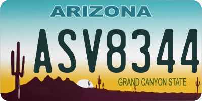 AZ license plate ASV8344