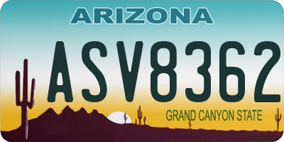 AZ license plate ASV8362