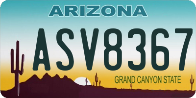 AZ license plate ASV8367