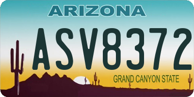 AZ license plate ASV8372