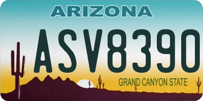 AZ license plate ASV8390