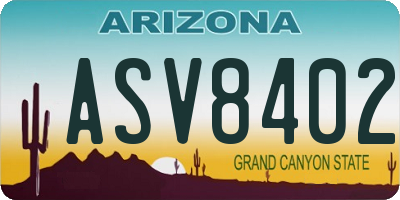 AZ license plate ASV8402