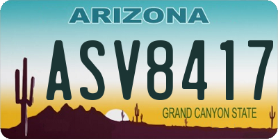 AZ license plate ASV8417
