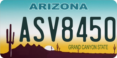 AZ license plate ASV8450