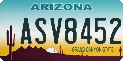 AZ license plate ASV8452