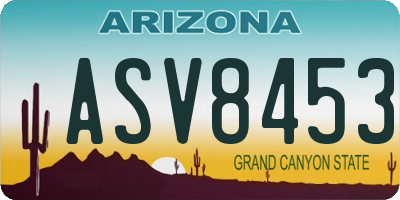 AZ license plate ASV8453