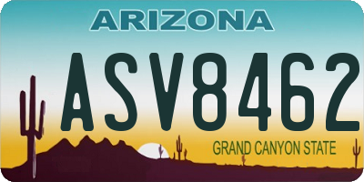 AZ license plate ASV8462
