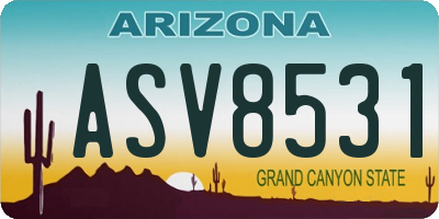 AZ license plate ASV8531