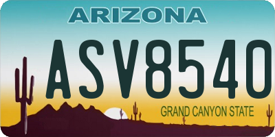 AZ license plate ASV8540