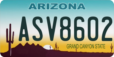 AZ license plate ASV8602