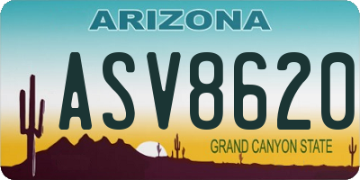 AZ license plate ASV8620