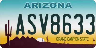 AZ license plate ASV8633