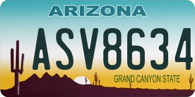 AZ license plate ASV8634