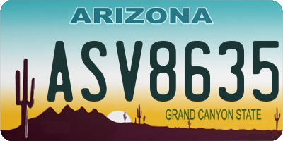 AZ license plate ASV8635