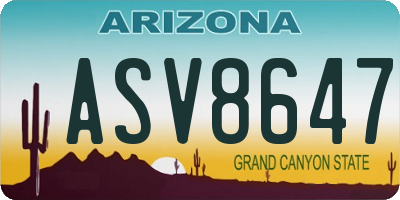 AZ license plate ASV8647