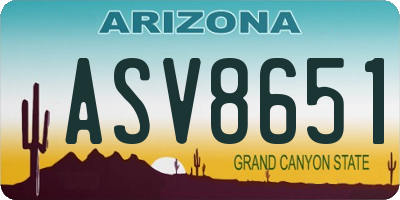 AZ license plate ASV8651