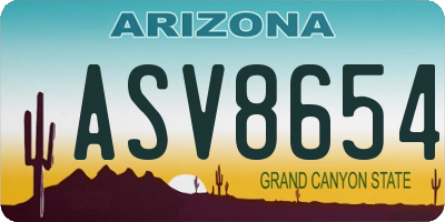 AZ license plate ASV8654