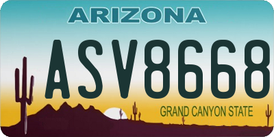 AZ license plate ASV8668
