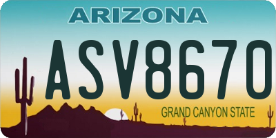 AZ license plate ASV8670