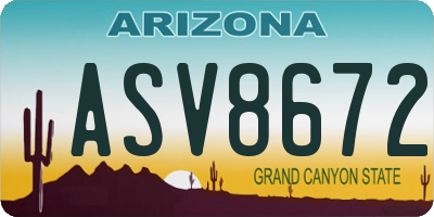 AZ license plate ASV8672