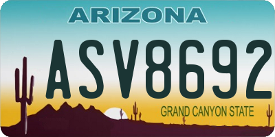 AZ license plate ASV8692