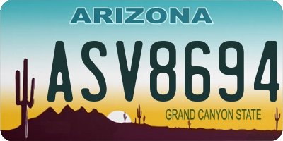AZ license plate ASV8694