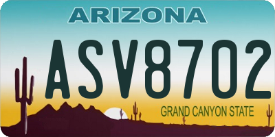 AZ license plate ASV8702