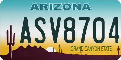 AZ license plate ASV8704