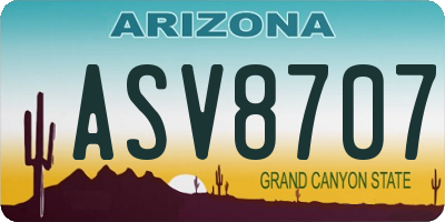 AZ license plate ASV8707