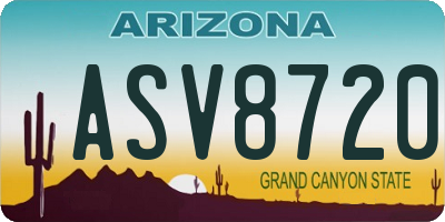 AZ license plate ASV8720
