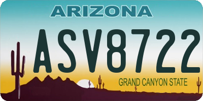 AZ license plate ASV8722