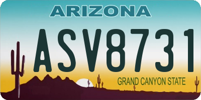 AZ license plate ASV8731