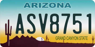 AZ license plate ASV8751
