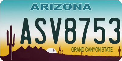 AZ license plate ASV8753