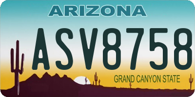 AZ license plate ASV8758