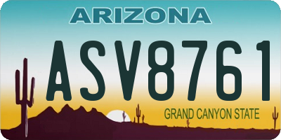 AZ license plate ASV8761