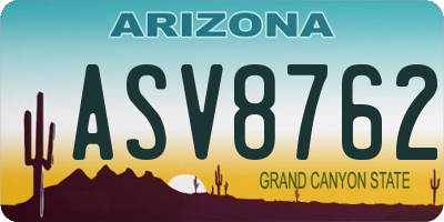 AZ license plate ASV8762