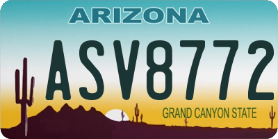 AZ license plate ASV8772