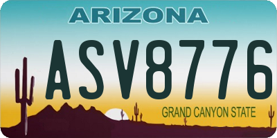 AZ license plate ASV8776