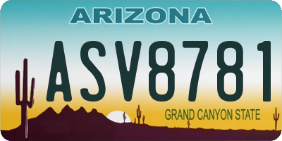 AZ license plate ASV8781