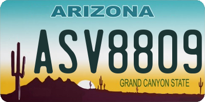 AZ license plate ASV8809