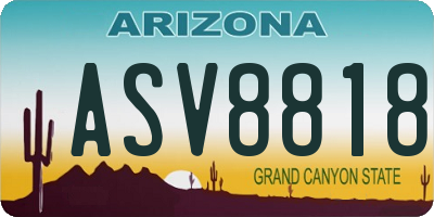 AZ license plate ASV8818