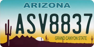 AZ license plate ASV8837