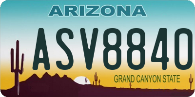 AZ license plate ASV8840