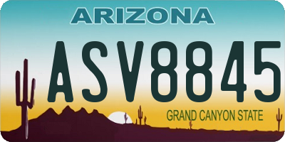 AZ license plate ASV8845