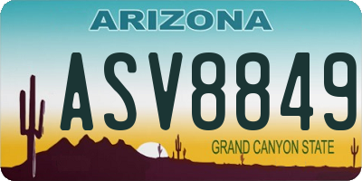 AZ license plate ASV8849